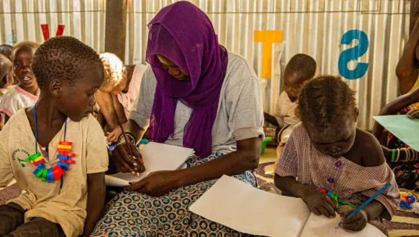 Children at school in South Sudan. 