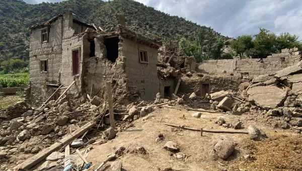 Destroyed mud house