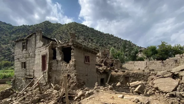 Destroyed mud house