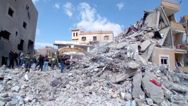 A collapsed building in Lebanon.