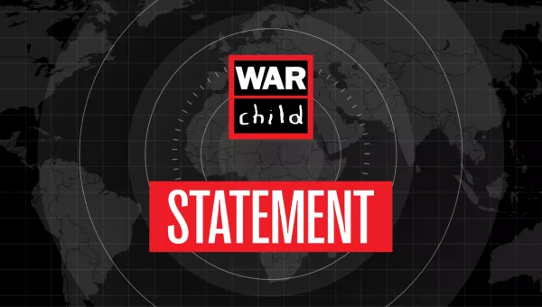 Black background with War Child Logo and "STATEMENT" in a red box