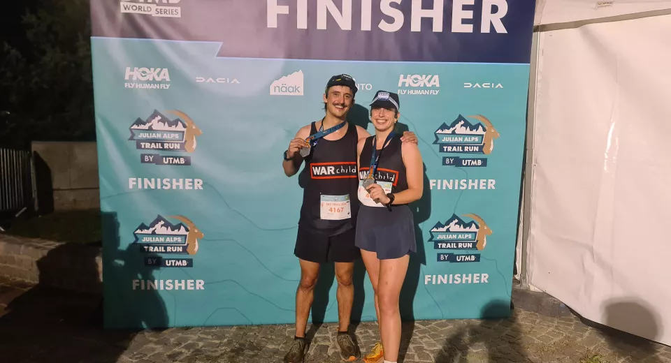 Byron and Sophie at the end of their Ultra Marathon