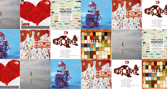 Various War Child Records album covers