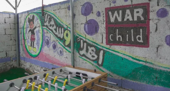 School in Yemen with wall art and toys