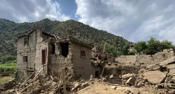 Destroyed mud house
